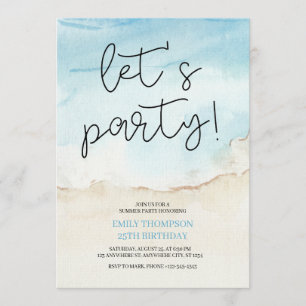 Let's Party Tropical Beach Birthday Party Invitation
