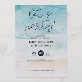 Let's Party Tropical Beach Birthday Party Invitation
