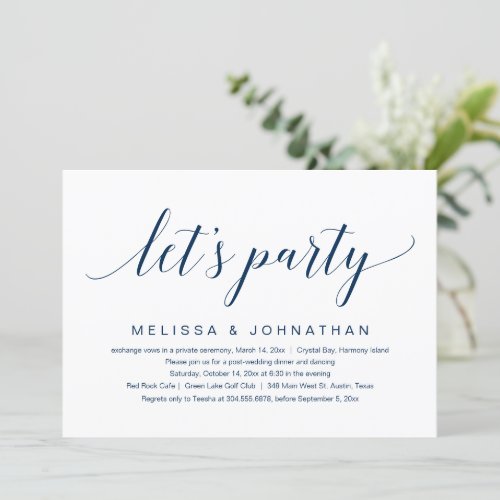 Lets Party Wedding Elopement Celebration Invitat Invitation