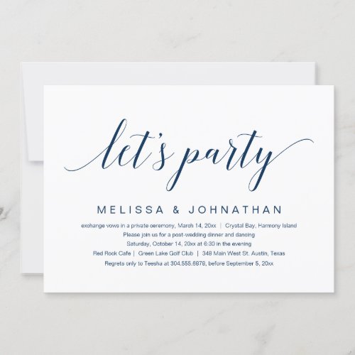 Lets Party Wedding Elopement Celebration Invitat Invitation