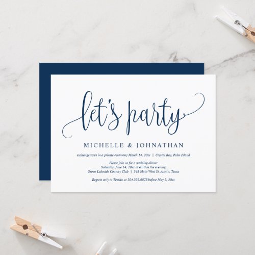 Lets Party Wedding Elopement Celebration Invitat Invitation