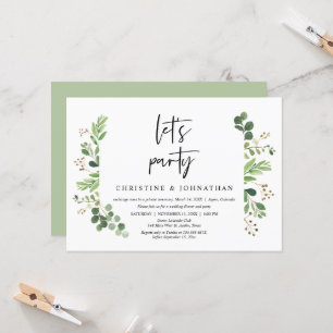 Let's party, Wedding Elopement Celebration Invitation