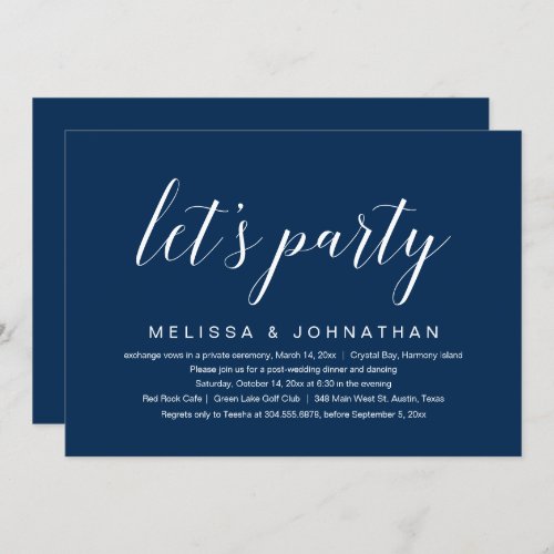 Lets Party Wedding Elopement Celebration Invitation