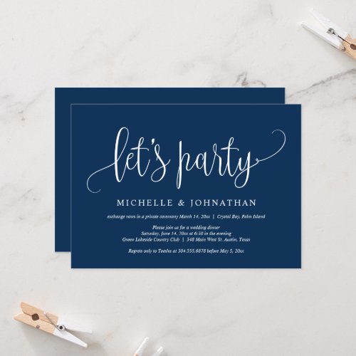 Lets Party Wedding Elopement Celebration Invitation