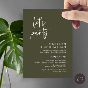 Let's Party, Wedding Elopement Dinner and Dancing Invitation