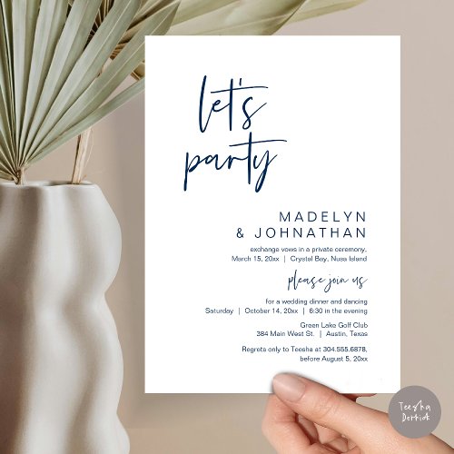 Lets Party Wedding Elopement Dinner and Dancing Invitation