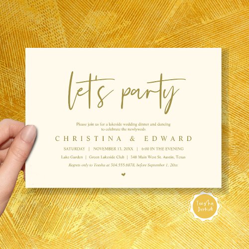 Lets Party Wedding Elopement Modern Minimalist Invitation