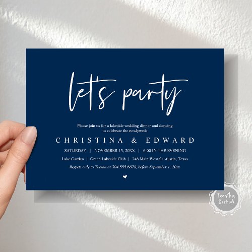 Lets Party Wedding Elopement Modern Minimalist Invitation