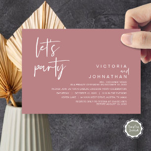 Let's Party, Wedding Elopement Party Invitation
