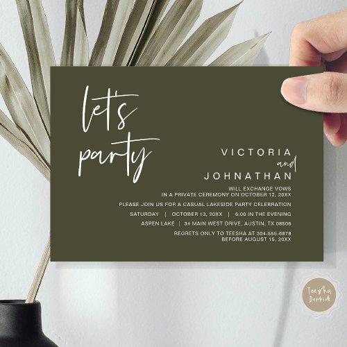 Lets Party Wedding Elopement Party Invitation