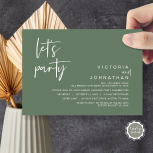 Let's Party, Wedding Elopement Party Invitation