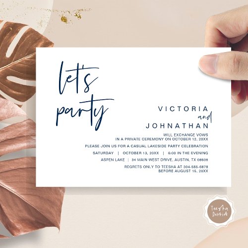 Lets Party Wedding Elopement Party Invitation