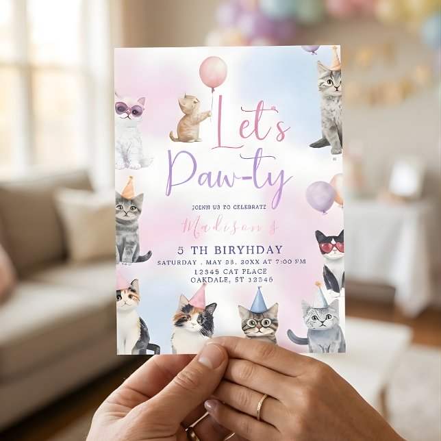 Let's Paw-ty! Adorable Cat Birthday Party  Invitation (Creator Uploaded)
