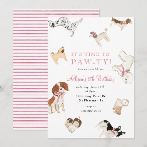 Let's Paw-ty Dog Girl Pink Animal Birthday Party 