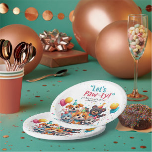 "Let's Paw-ty!" Kids' Birthday Animal Friends Paper Plates
