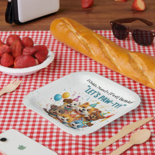 Let's Paw-ty!" Kids' Birthday Animal Friends  Paper Plates