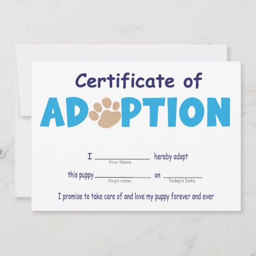 Lets Paw_ty Pet Adoption Certificate  Invitation