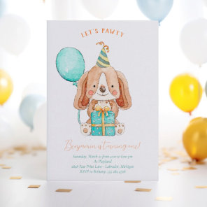 Lets Paw-ty Puppy Dog Birthday Party Invitation
