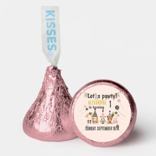 Lets pawty3 cute dogs with party hats Birthday Hersheys Kisses