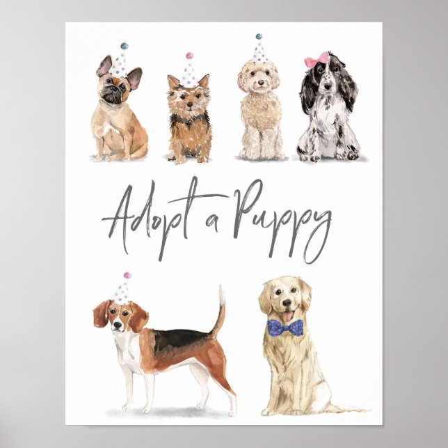 Let's Pawty Adopt A Puppy Sign (Front)