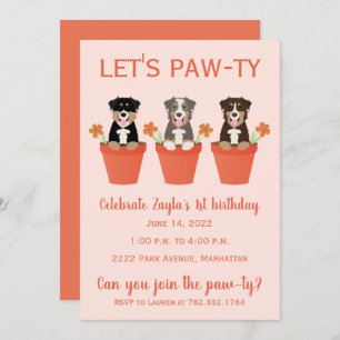 Lets Pawty Australian Shepherd Dogs Invitation