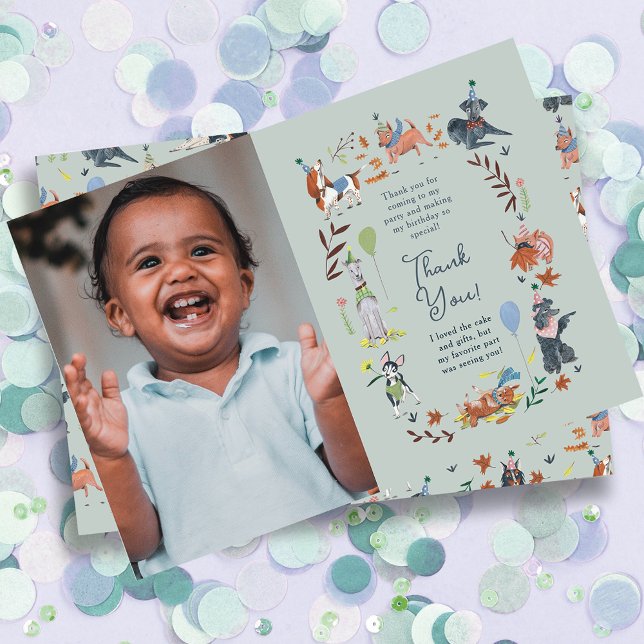 Lets Pawty Blue Dog Puppy Birthday Party Thank You Card (Lets Pawty Blue Dog Puppy Birthday Party Thank You Card)