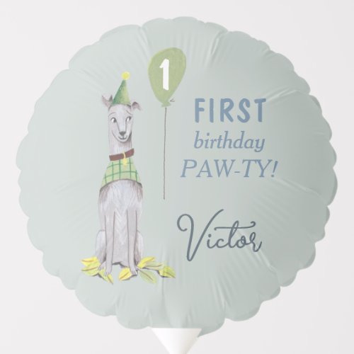 Lets Pawty Blue Greyhound Dog Puppy Birthday Party Balloon