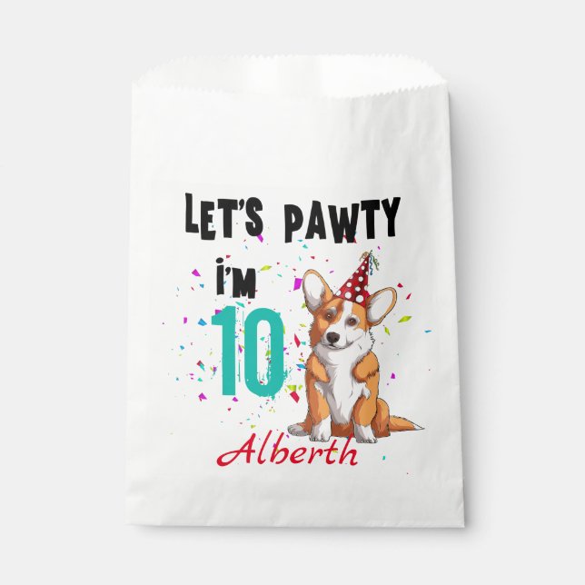 Let's Pawty Boy or Girl Birthday Party Custom  Favor Bag (Front)
