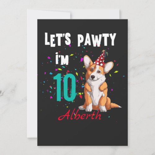 Lets Pawty Boy or Girl Birthday Party Custom  Invitation