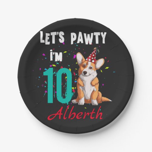 Lets Pawty Boy or Girl Birthday Party Custom  Paper Plates