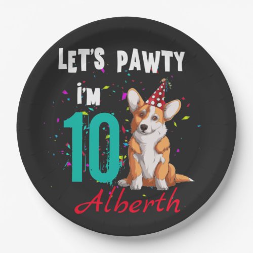 Lets Pawty Boy or Girl Birthday Party Custom  Paper Plates