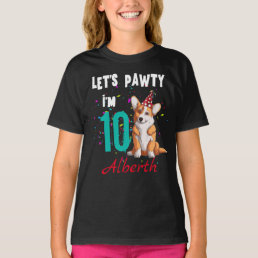 Let&#39;s Pawty Boy or Girl Birthday Party Custom T-Sh T-Shirt