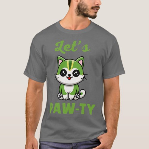 Lets Pawty Cat St Patricks Day Party T_Shirt