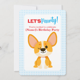 Let's Pawty Corgi Birthday Invitation