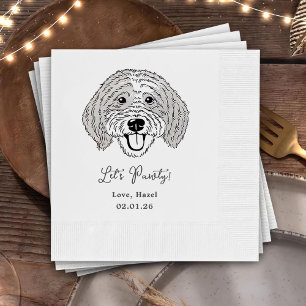Let's Pawty Custom Dog Drawn Cocktail Wedding Napkins