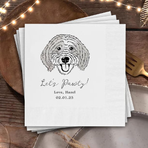 Let's Pawty Custom Dog Drawn Cocktail Wedding Napkins