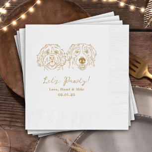 Let's Pawty Custom Dog Drawn Cocktail Wedding Napkins