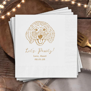 Let's Pawty Custom Dog Drawn Cocktail Wedding Napkins