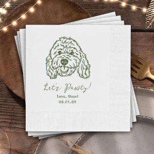 Let's Pawty Custom Dog Drawn Cocktail Wedding Napkins