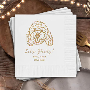 Let's Pawty Custom Dog Drawn Cocktail Wedding Napkins
