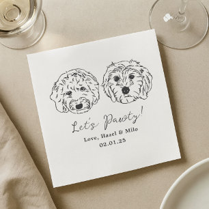 Let's Pawty Custom Dog Drawn Cocktail Wedding Napkins