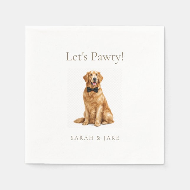 Let's Pawty! Custom Pet Bow Tie Wedding II Napkins (Front)