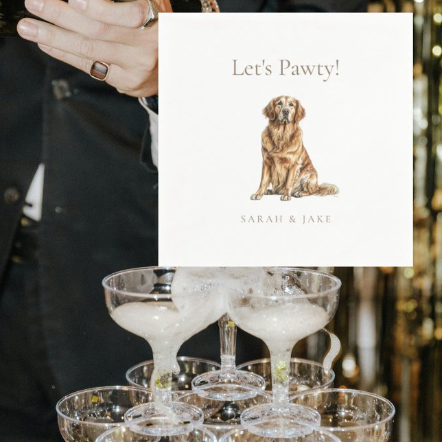 Let's Pawty! Custom Pet Wedding Cocktail Napkins (Creator Uploaded)