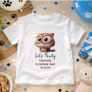 Let's Pawty! Cute Cat 2nd Birthday Party Baby T-Shirt