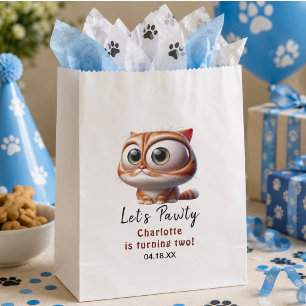 Let's Pawty! Cute Cat 2nd Birthday Party Favor Bag