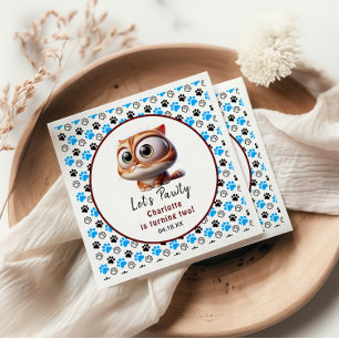 Let's Pawty! Cute Cat 2nd Birthday Party Napkins
