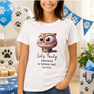 Let's Pawty! Cute Cat 2nd Birthday Party T-Shirt