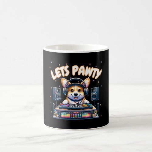 Lets pawty dj corgi coffee mug