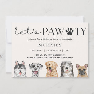 Let's Pawty Dog Birthday Invitation
