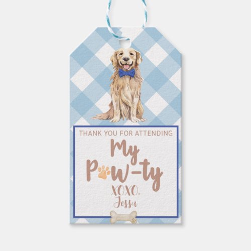 Lets Pawty Dog Birthday Party Favor Tags Lab Blue